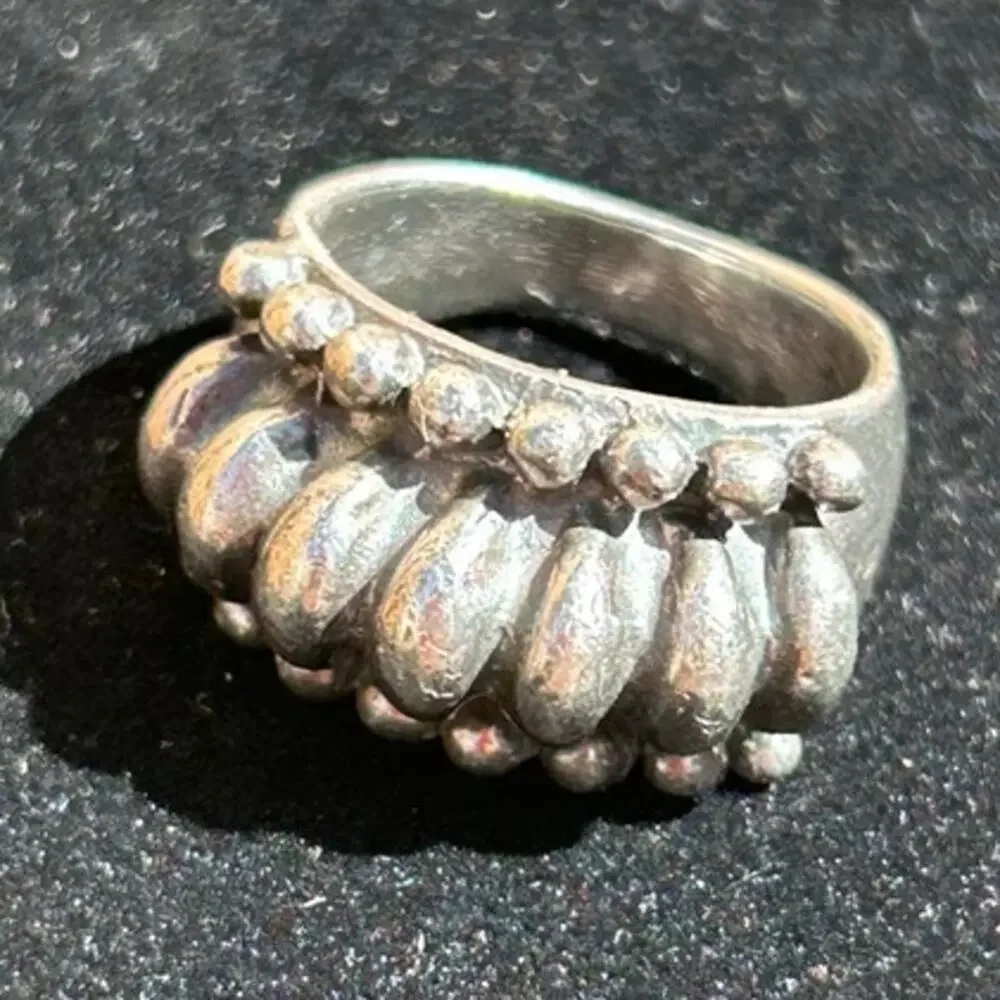 Vintage Solid Silver Modernist Dome Ring Size 7 3/4